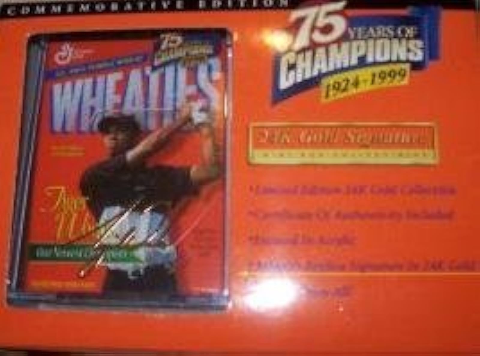 Mini Wheaties Box 75 Years Of Champions 24K Signature Tiger Woods