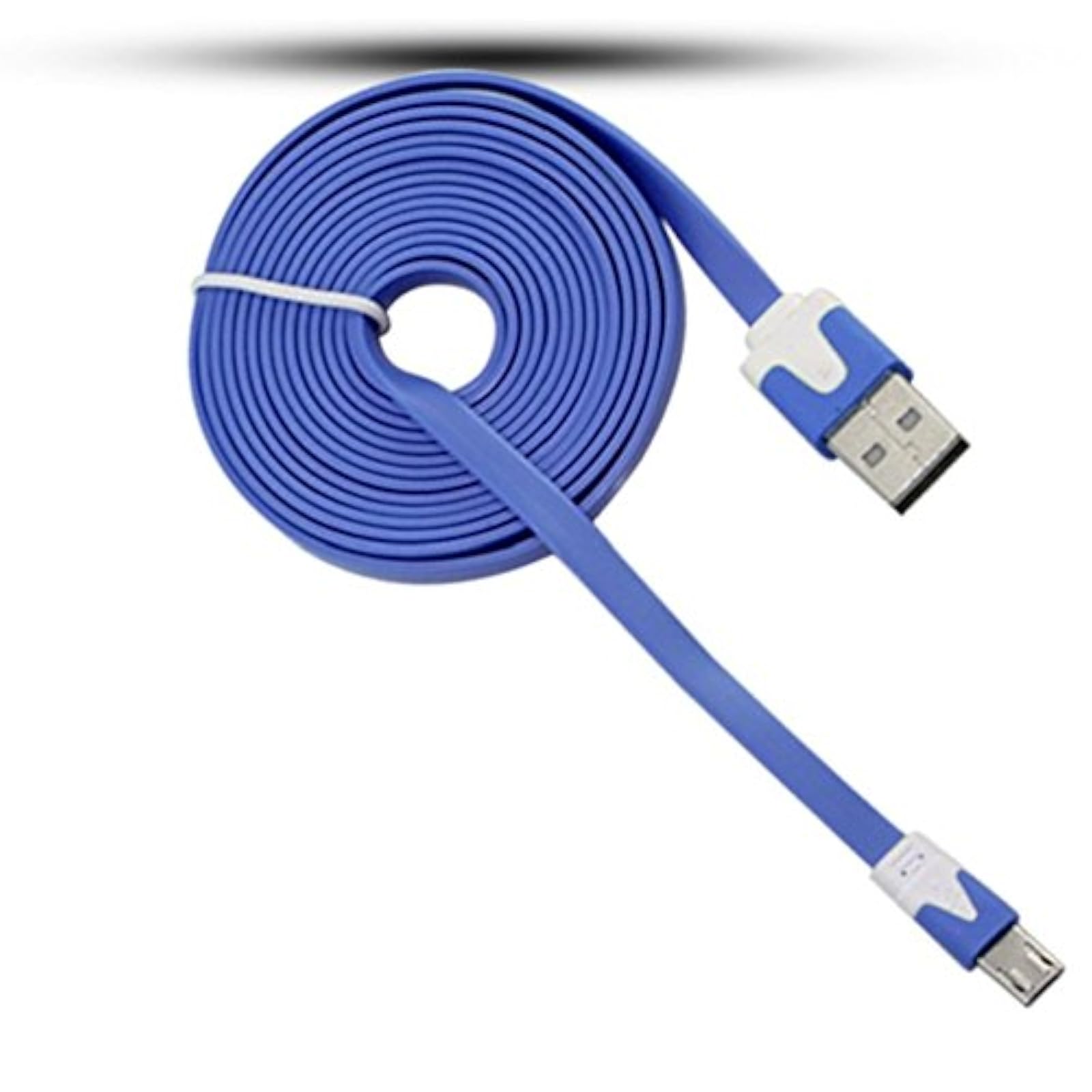 3FT Micro USB 2.0 Flat Data Sync Charger Cable Cord For Android Blue