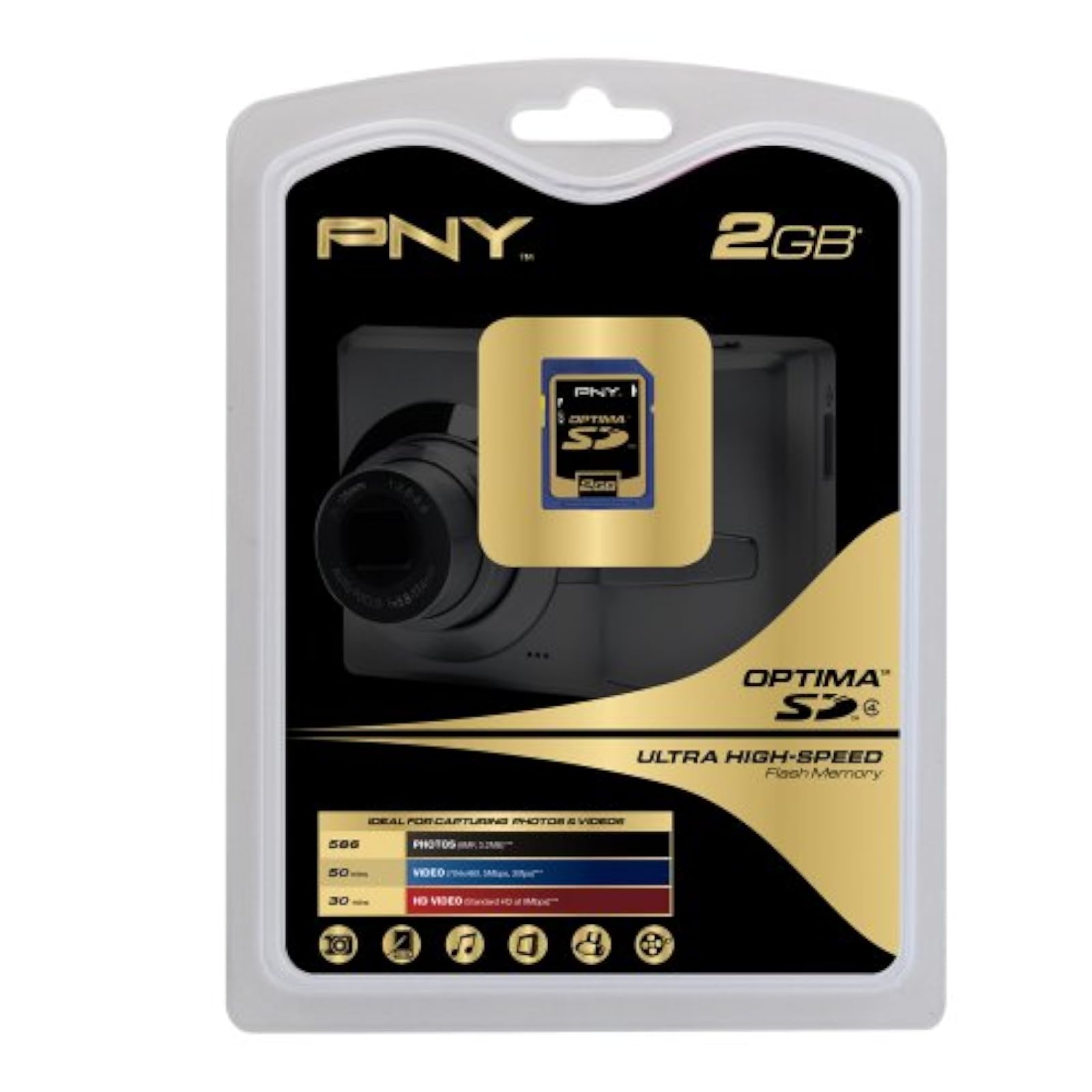 Image 2 of PNY Optima 2GB SD Class 4 Flash Memory Card P-SD2GB-EF