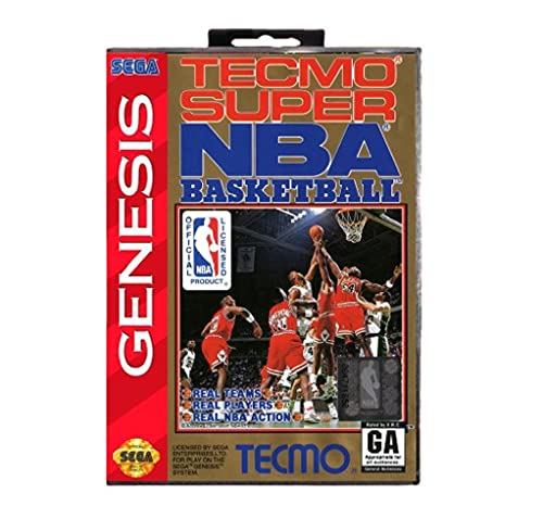 Tecmo Super Basketball Game Card With Box For Sega Genesis Sports