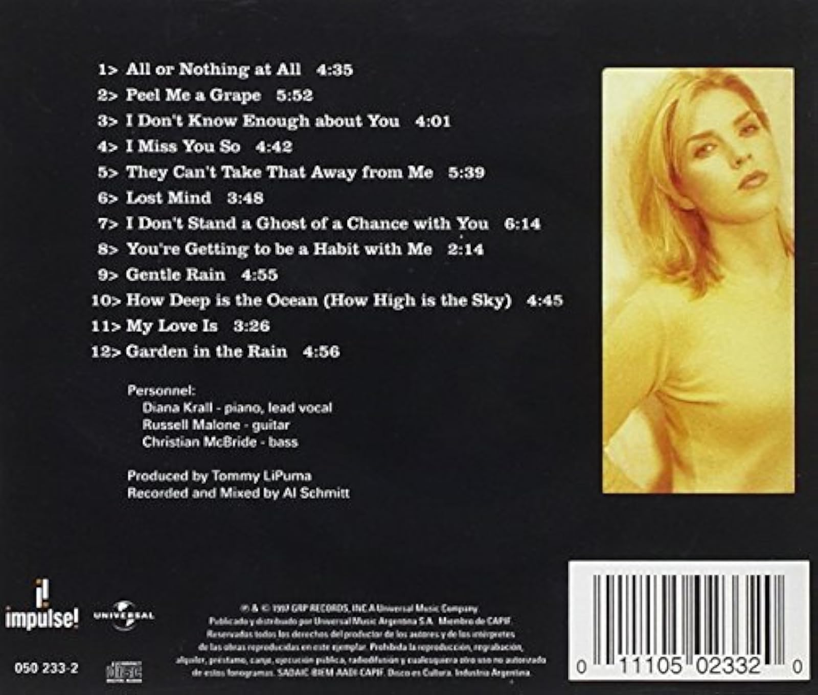 Image 1 of Love Scenes By Diana Krall On Audio CD Album 1997