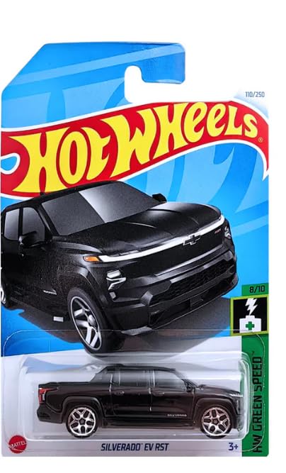 Image 0 of Hot Wheels Silverado Ev Rst Black Hw Green Speed 8/10 Toy Car