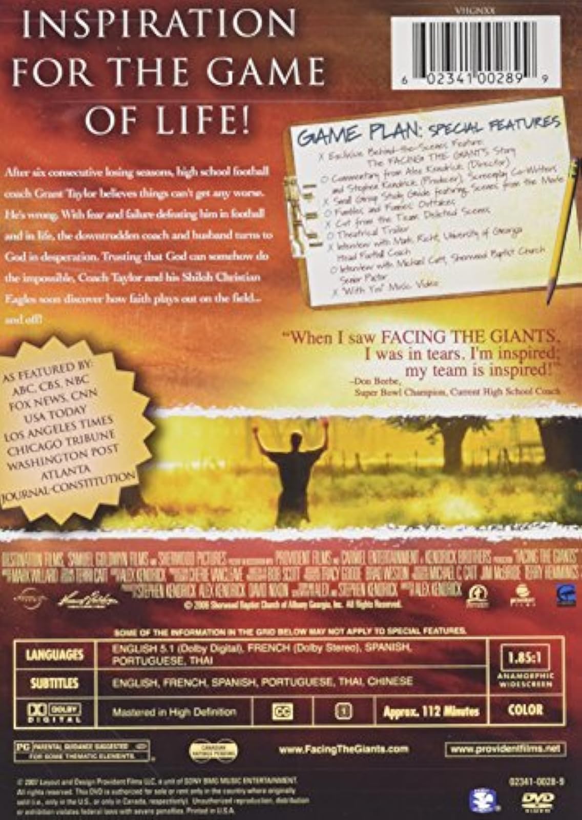 Image 1 of Facing The Giants On DVD With Alex Kendrick 
