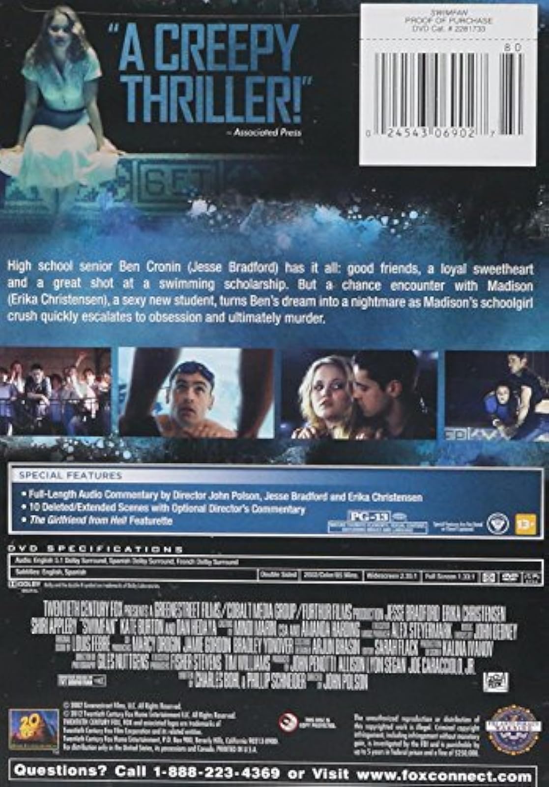 Image 2 of Swimfan On DVD With Jesse Bradford Erika Christensen Shiri Appleby