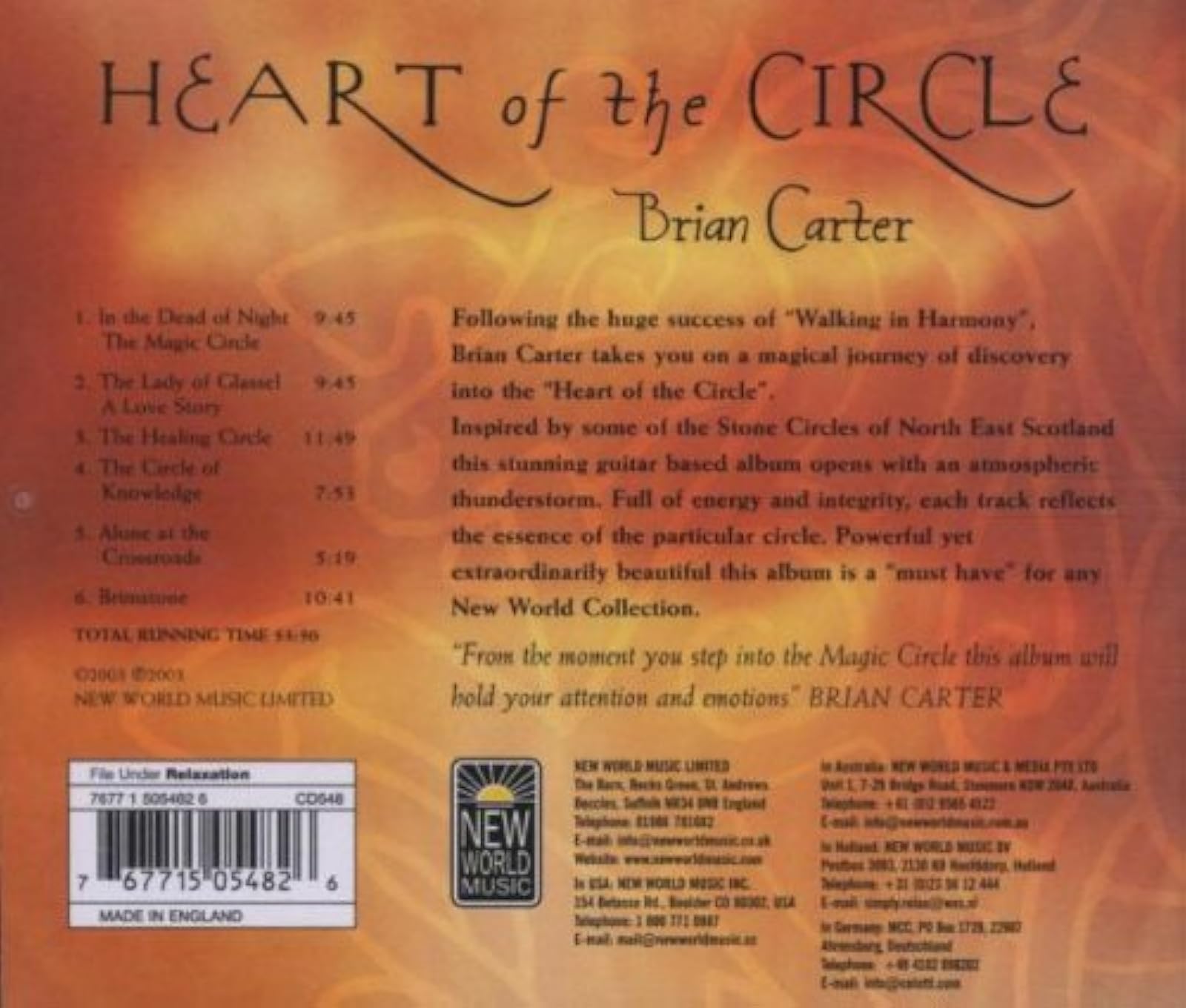 Image 3 of Heart Of The Circle Album 2004 By Carter Brian On Audio CD