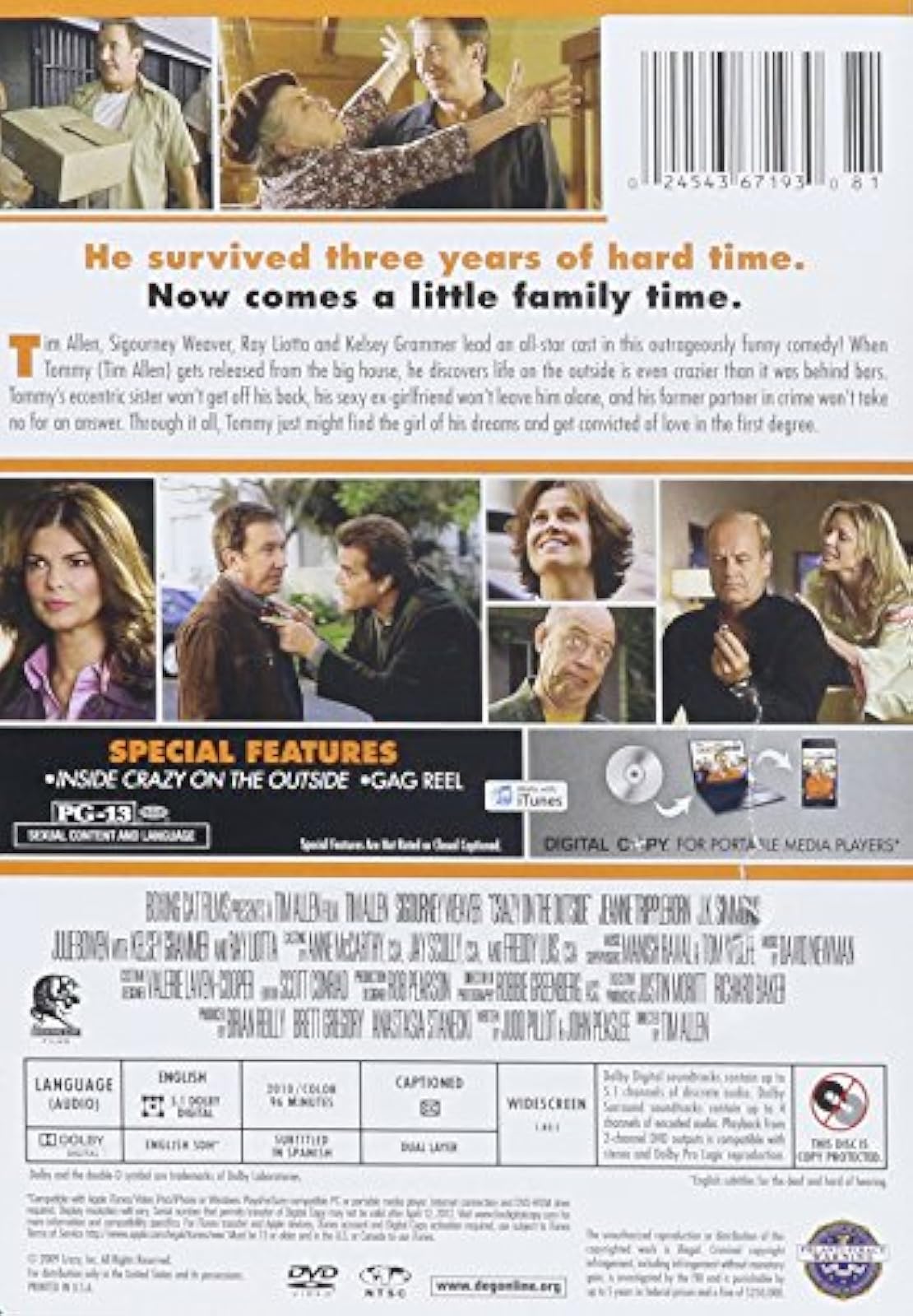 Image 1 of Crazy On The Outside On DVD With Sigourney Weaver Jk Simmons 