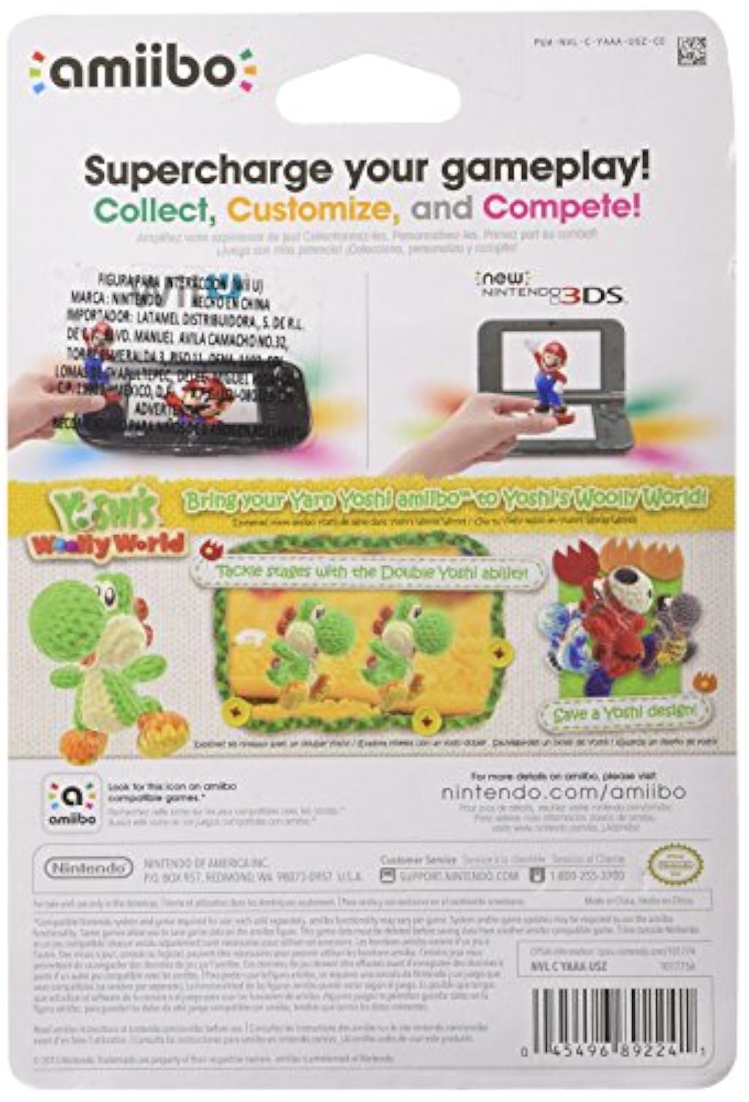 Image 2 of Green Yarn Yoshi Amiibo Yoshi's Woolly World Series Figure