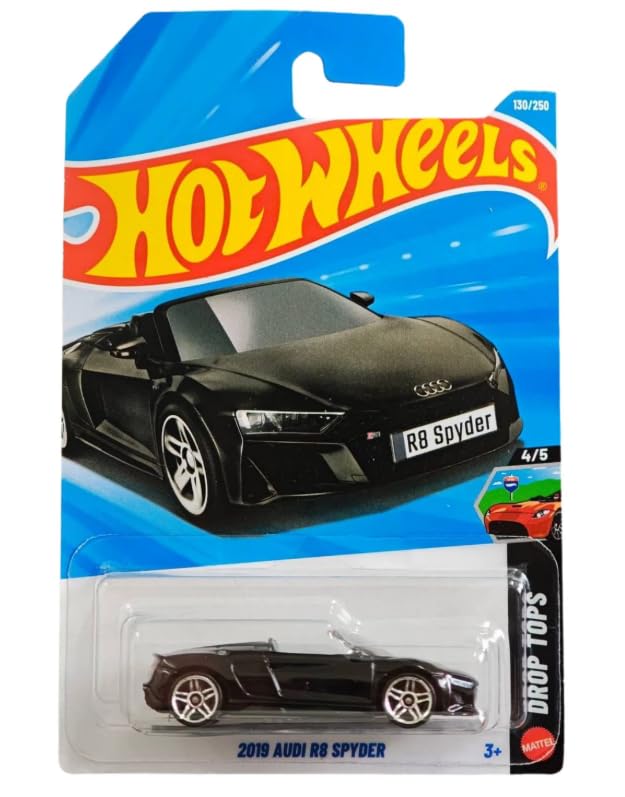 Hot Wheels 2019 Audi R8 Spyder Black Drop Tops 4/5 130/250 1:64 Scale