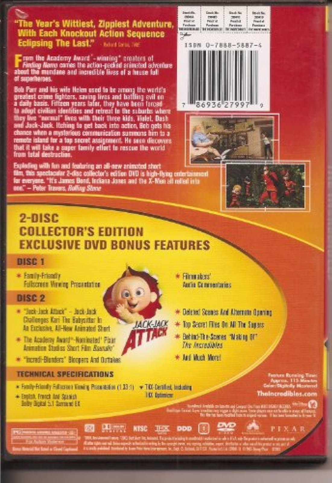 Image 2 of The Incredibles Full Screen Two-Disc Edition On DVD With Craig T