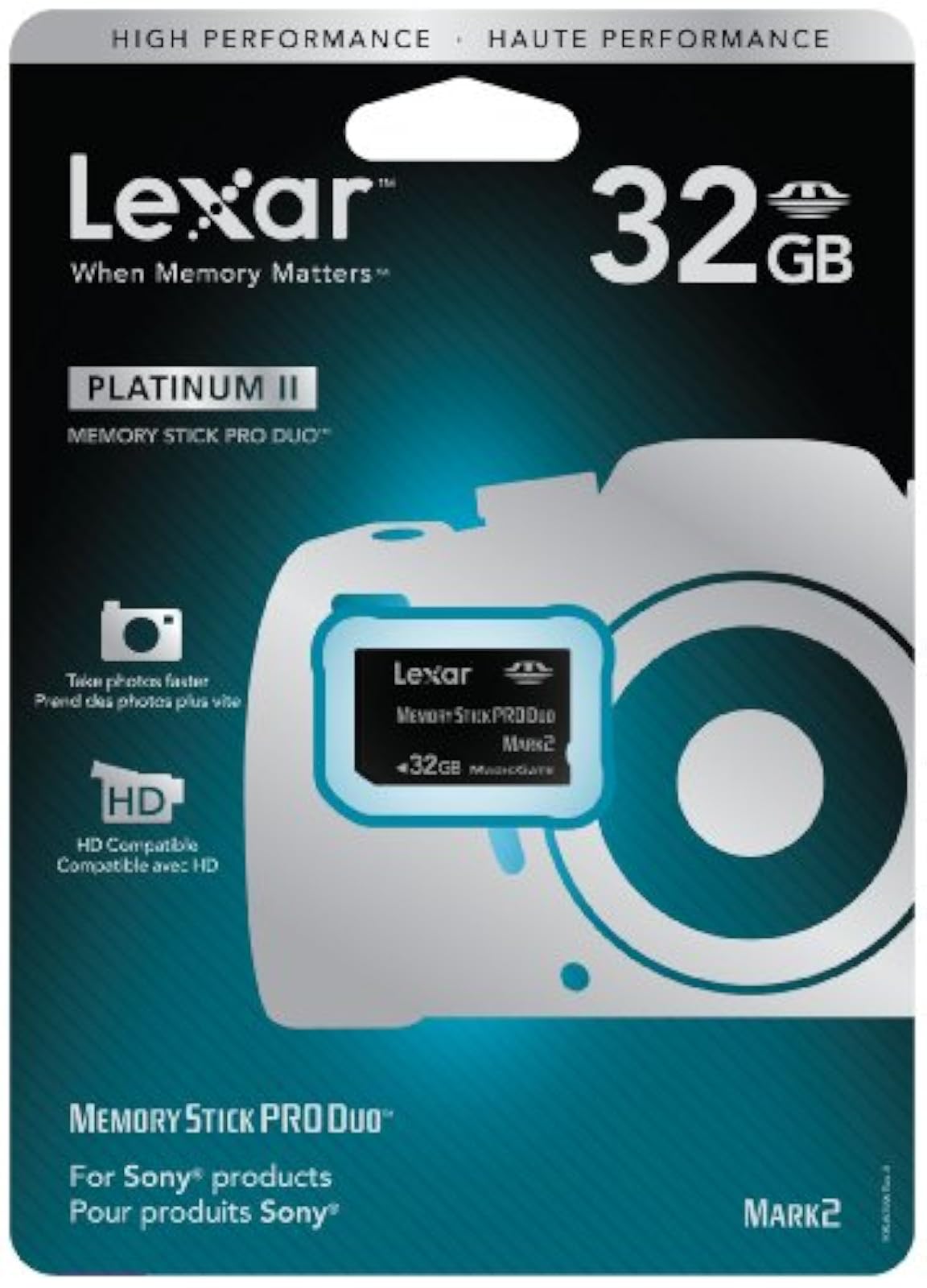 Image 2 of Lexar Platinum II 32GB Memory Stick Pro Duo Flash Memory Card LMSPD3