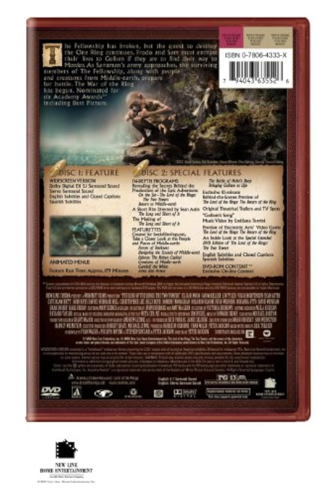 Image 2 of The Lord Of The Rings: The Two Towers Widescreen On DVD With Elijah