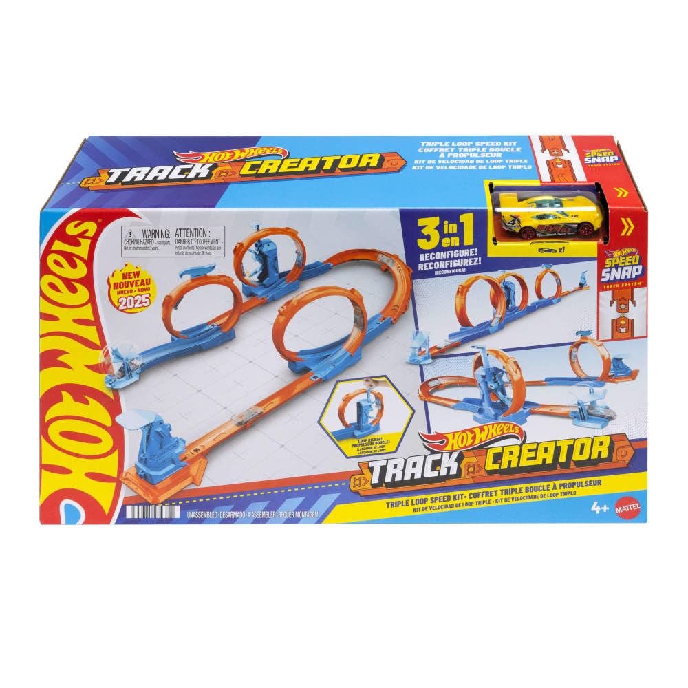 Hot Wheels Toy Car Track Set Triple Loop Pack And 1:64 Scale Vehicle