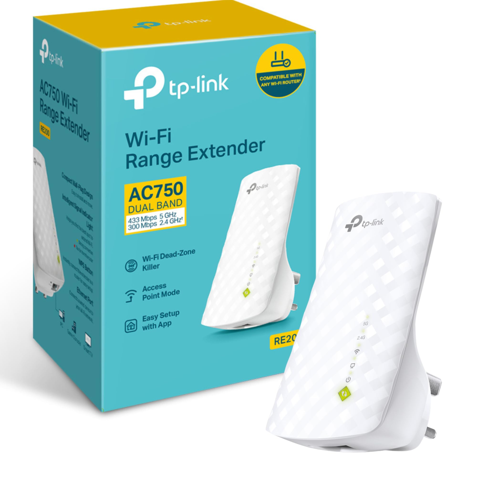 TP-LINK Network RE200 AC750 WiFi Range Extender Dual Band 750MBPS With