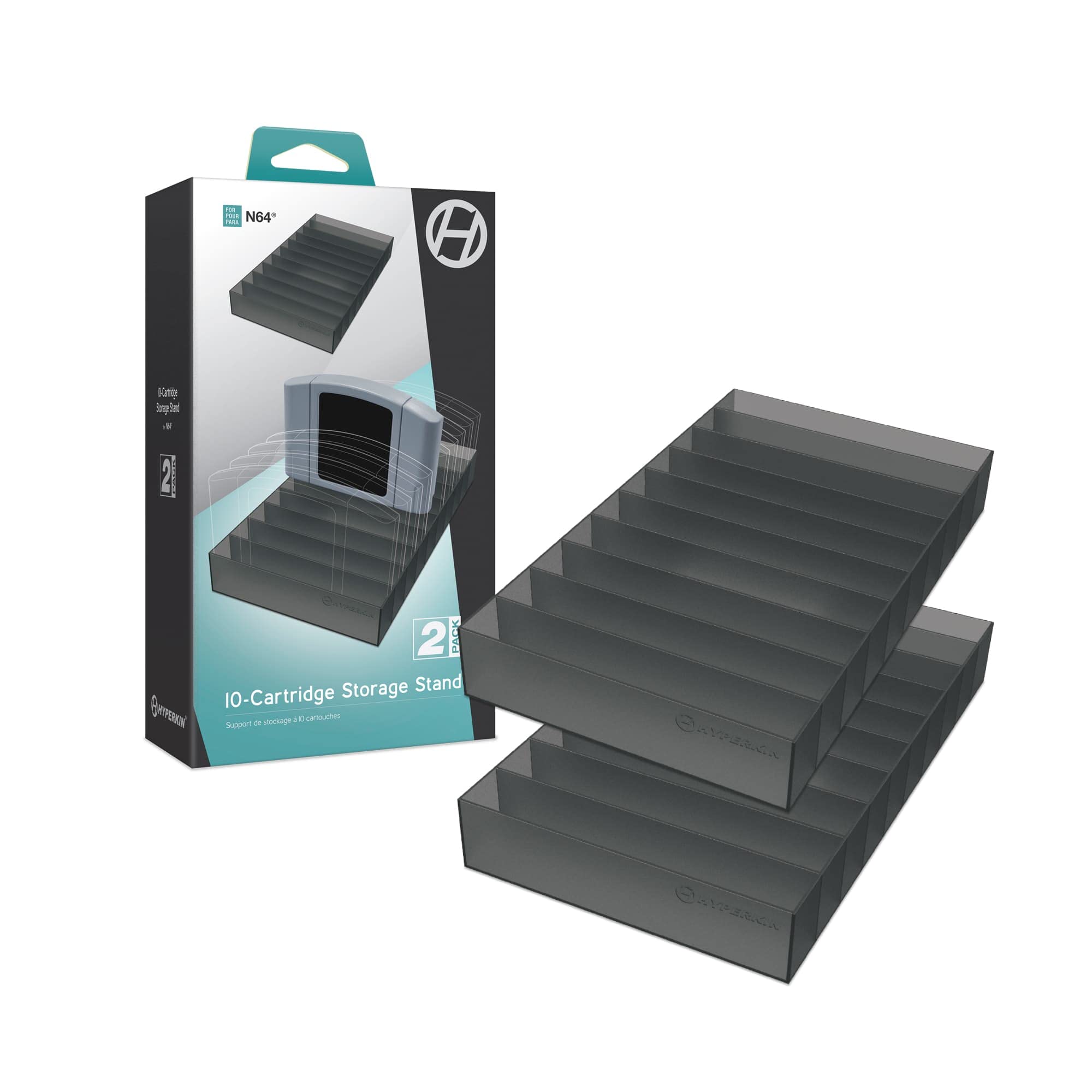 Hyperkin 10 Cartridge Holder Storage Stand For Nintendo 64 Games 2-Pack For N64