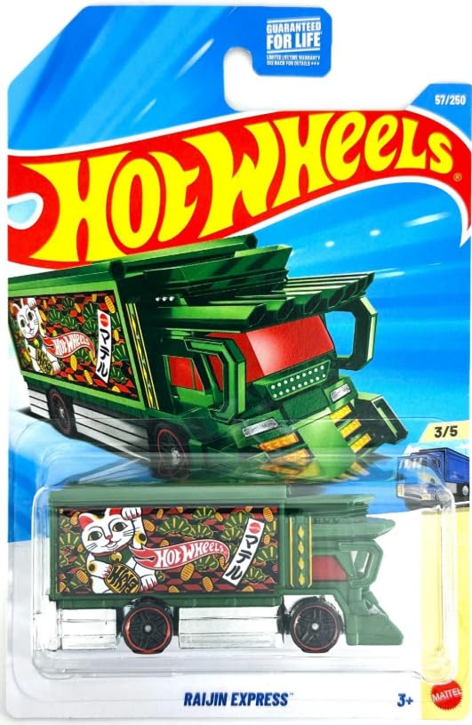 Hot Wheels Raijin Express 57/250 Green Lucky Cat Maneki-Neko Design