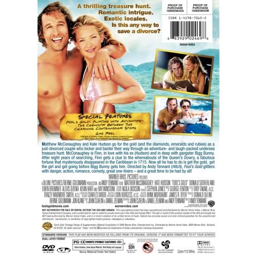 Image 2 of Fool's Gold Full-Screen Edition On DVD with Matthew McConaughey
