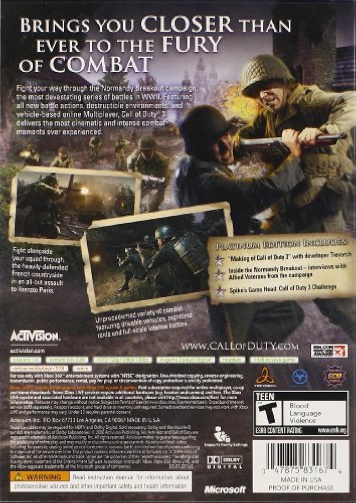 Image 3 of Call Of Duty 3 For Xbox 360 COD Shooter