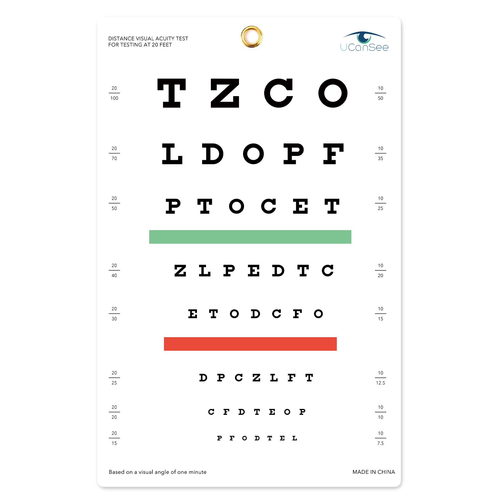 Eye Chart Visual Acuity Chart For Eye Exams 10 Feet 9X14 Inches