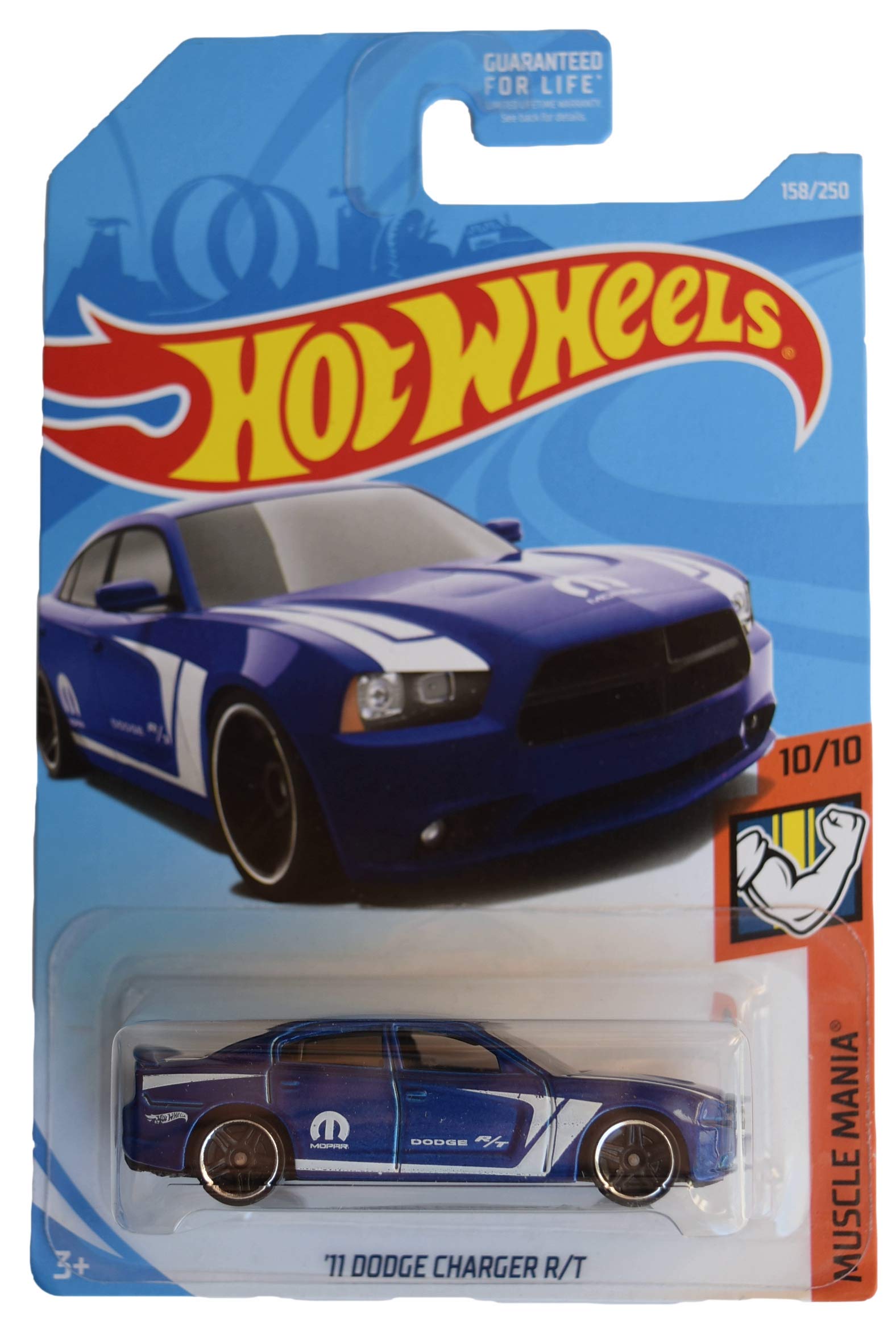 Image 0 of Hot Wheels Muscle Mania 10/10 Blue '11 Dodge Charger R/T 158/250 Toy