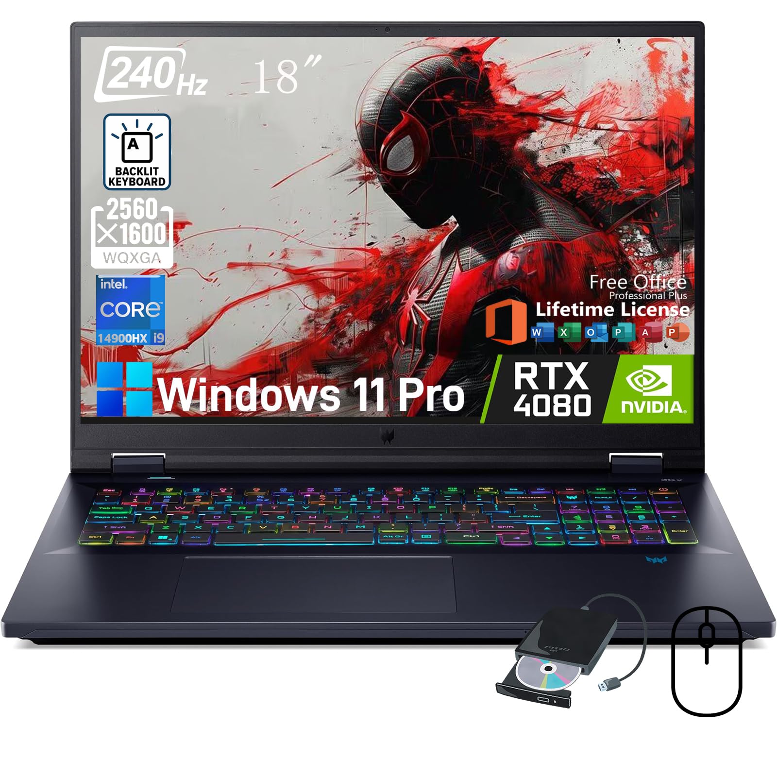 Acer Predator Helios 18 Gaming Laptop 18 Inch 2.5K 240Hz 500 Nits