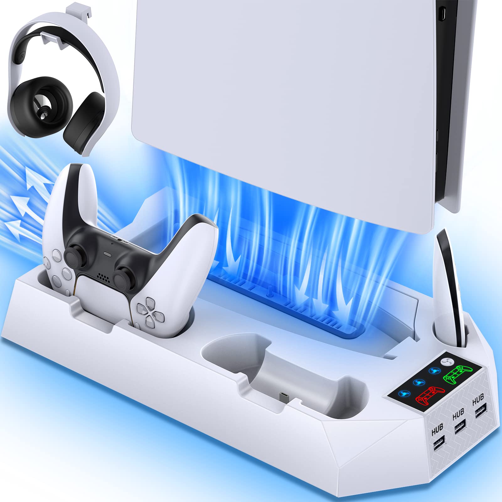 Image 0 of PS5/PS5 SLIM/PS5 Pro Stand And Cooling Station With Dual Controller