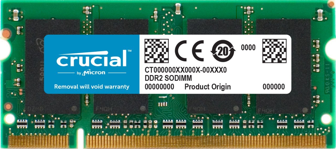 Crucial 2GB Single DDR2 667MHZ PC2-5300 CL5 SODIMM 200-PIN Notebook