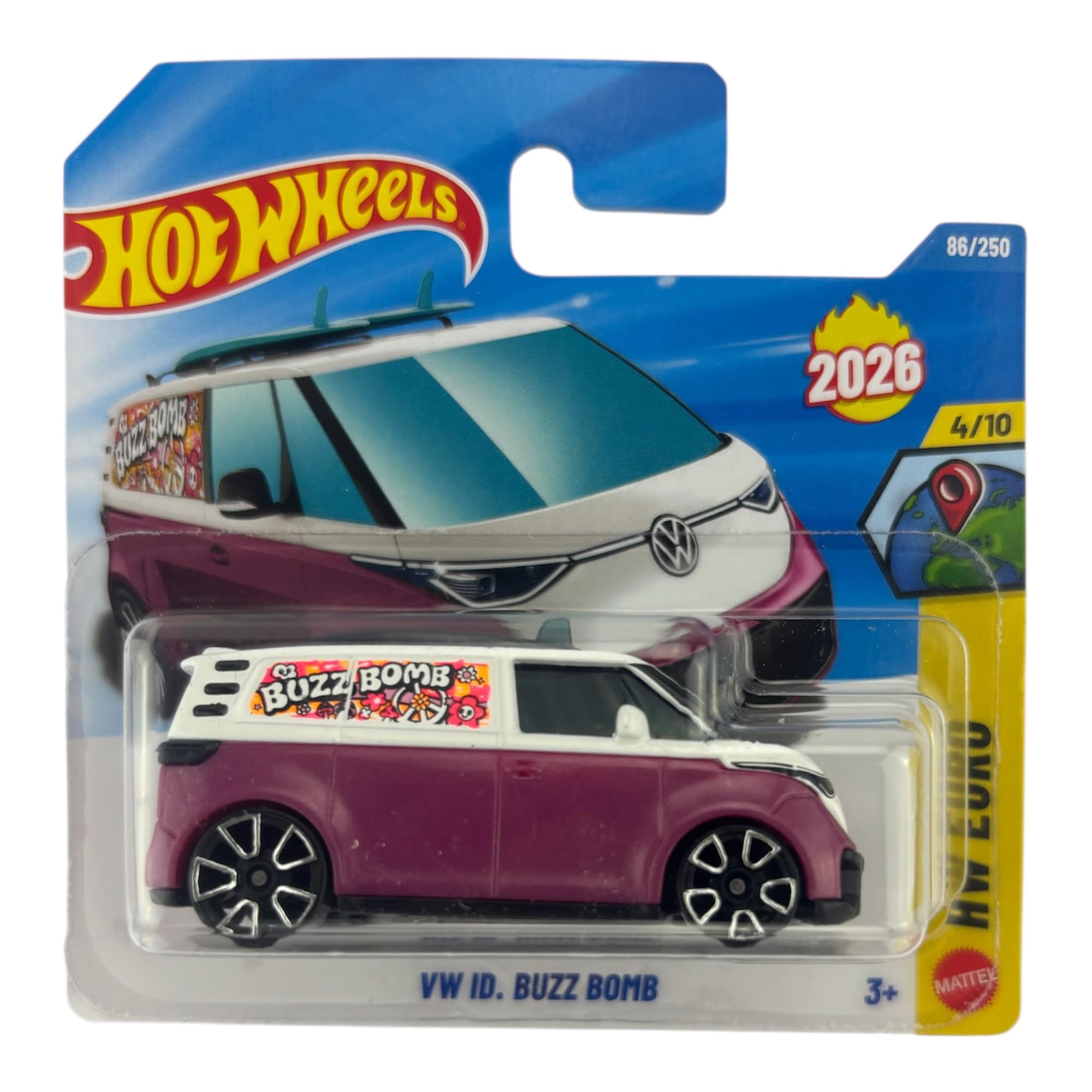 Hot Wheels Vw ID Buzz Bomb Van White And Purple Hw Euro 4/10 86/250