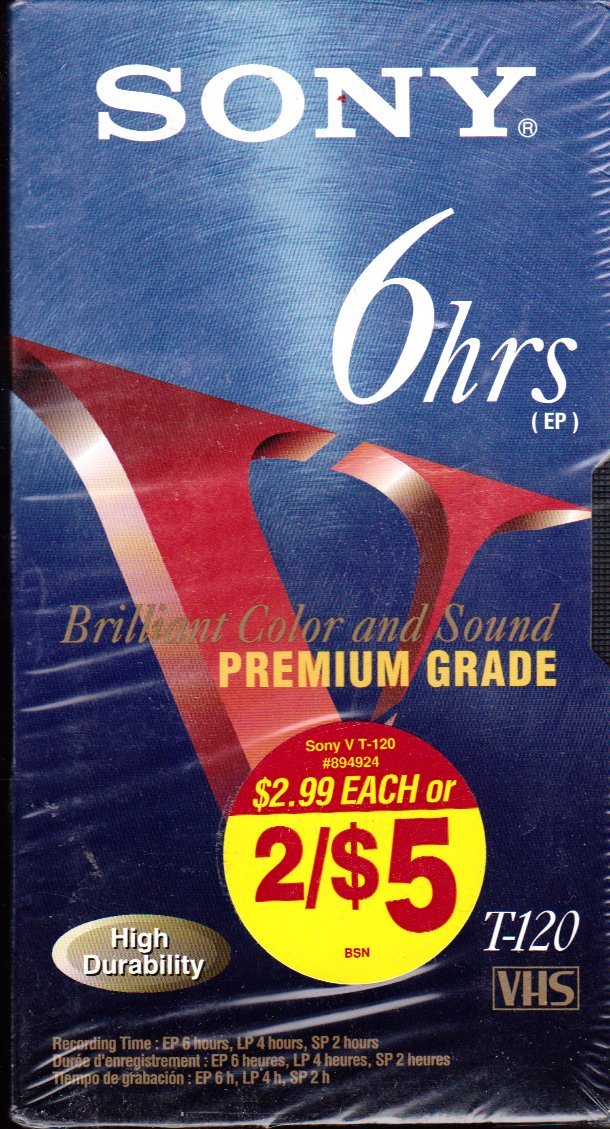 Image 0 of Sony 6 Hours Premium Grade Video Cassette T-120 On VHS