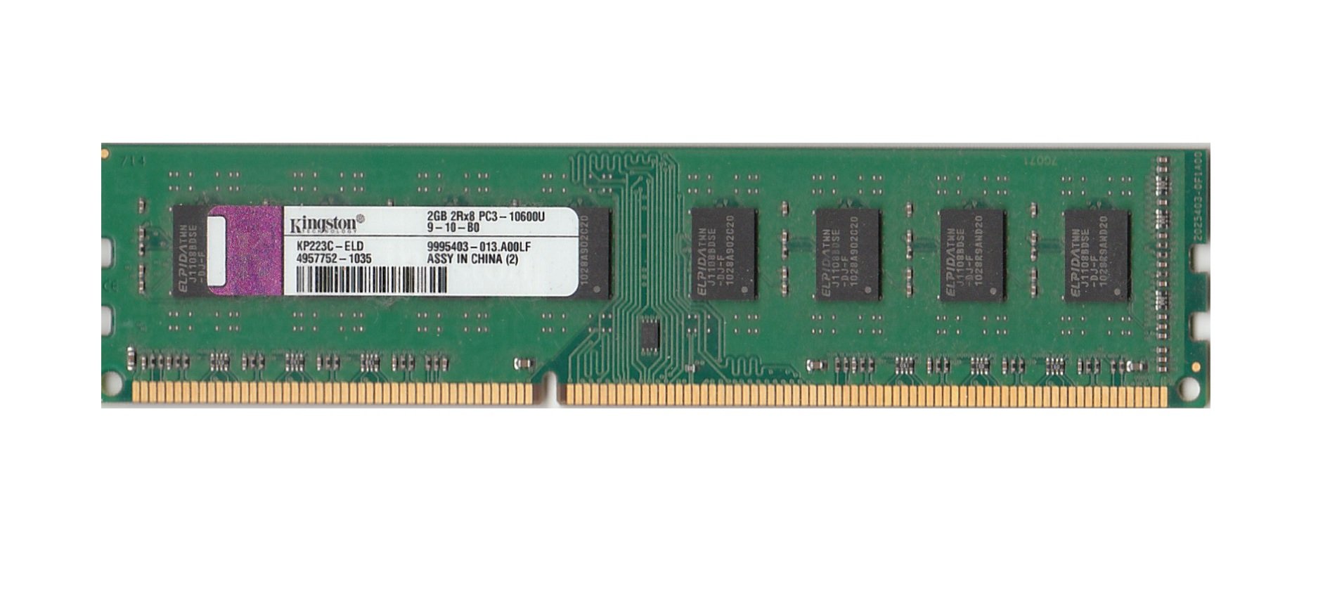 Kingston KP223C-ELF 2GB Desktop DIMM DDR3 PC106001333 Unbuf 1.5V 2RX8 
