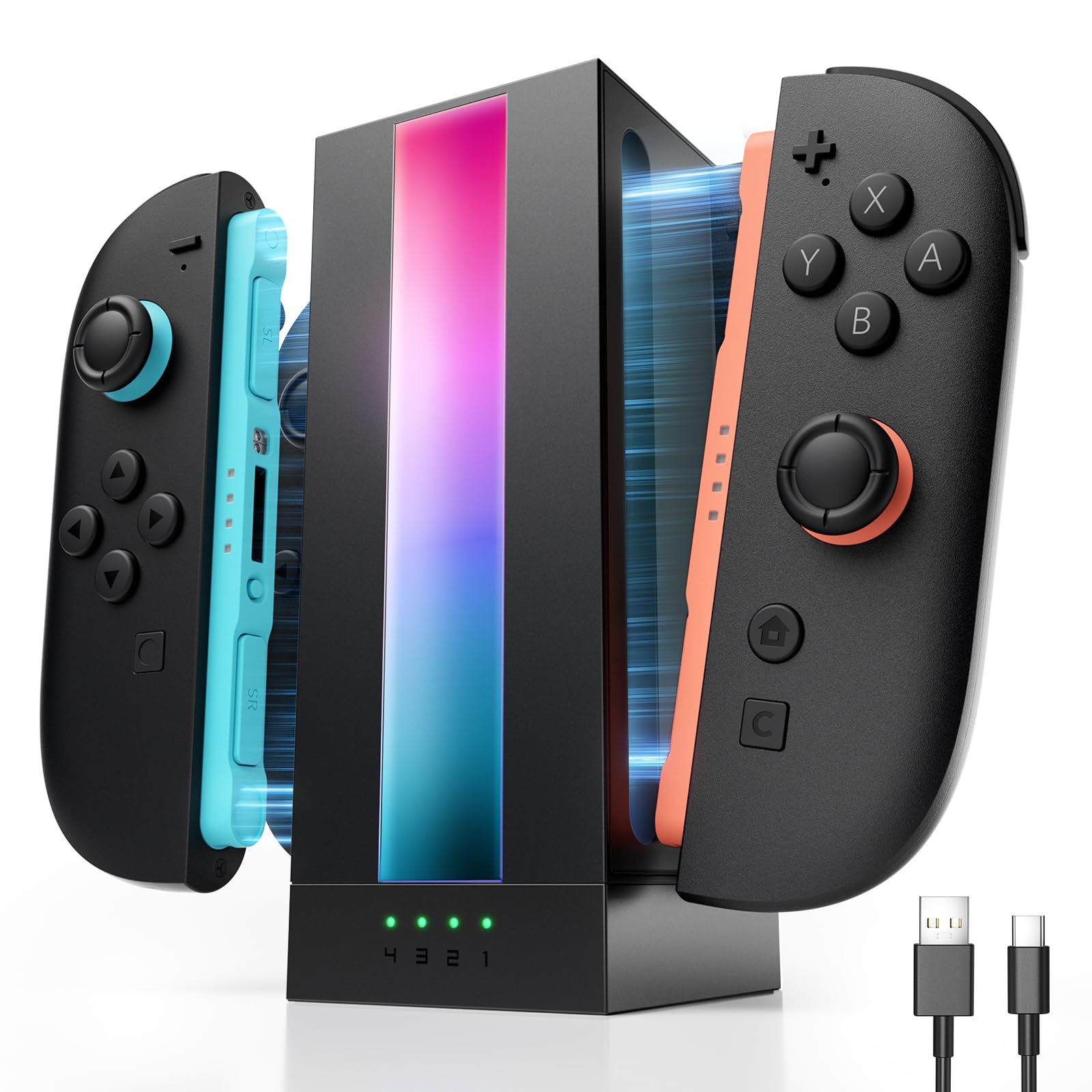 Jsaux EnergyFlow JoyCon Charging Dock For Switch 2 4-Port For Nintendo Switch 2