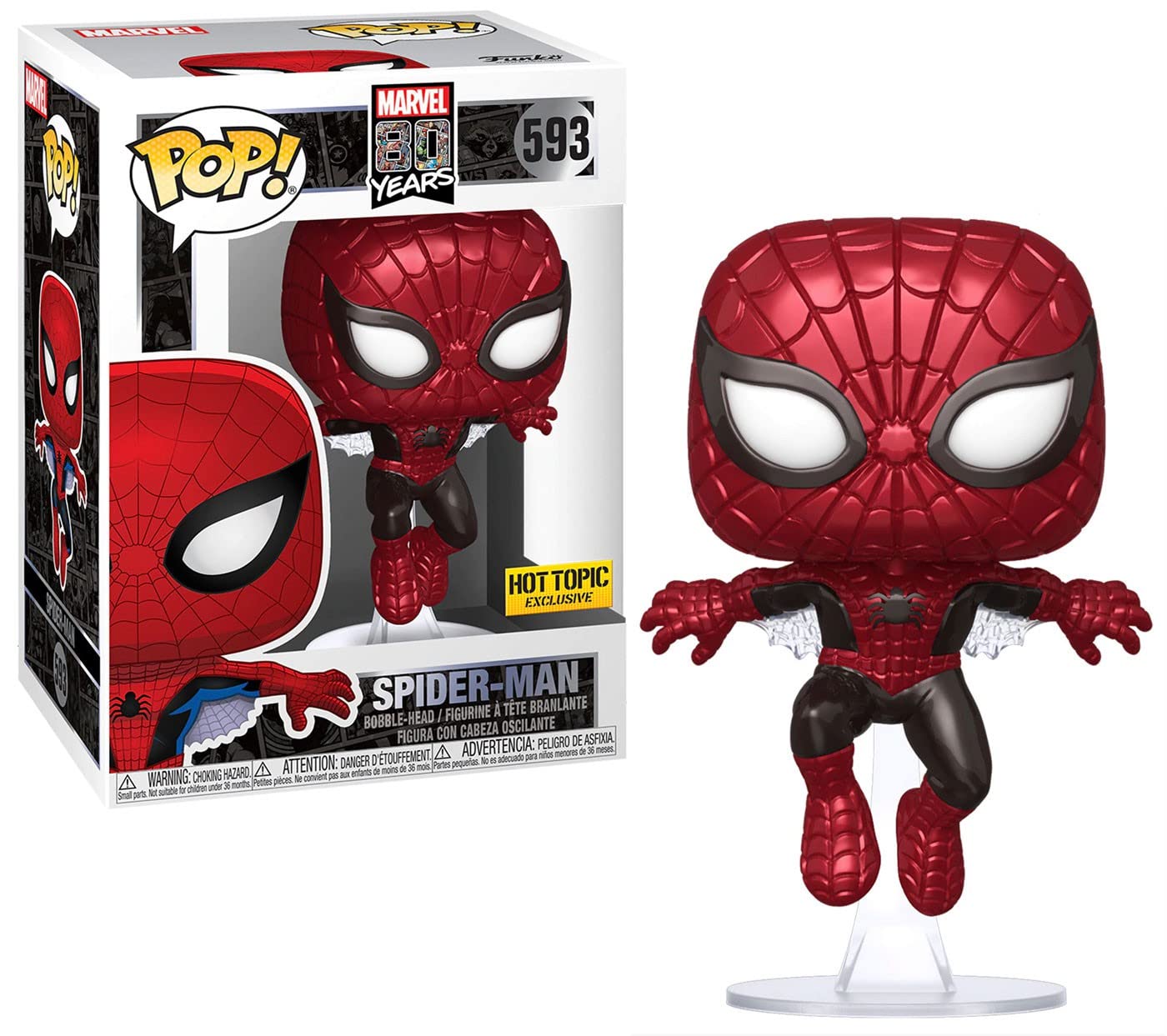 Image 0 of Funko Pop! Marvel 80 Years 593 First Appearance Spider-Man Metallic Ht Exclusive