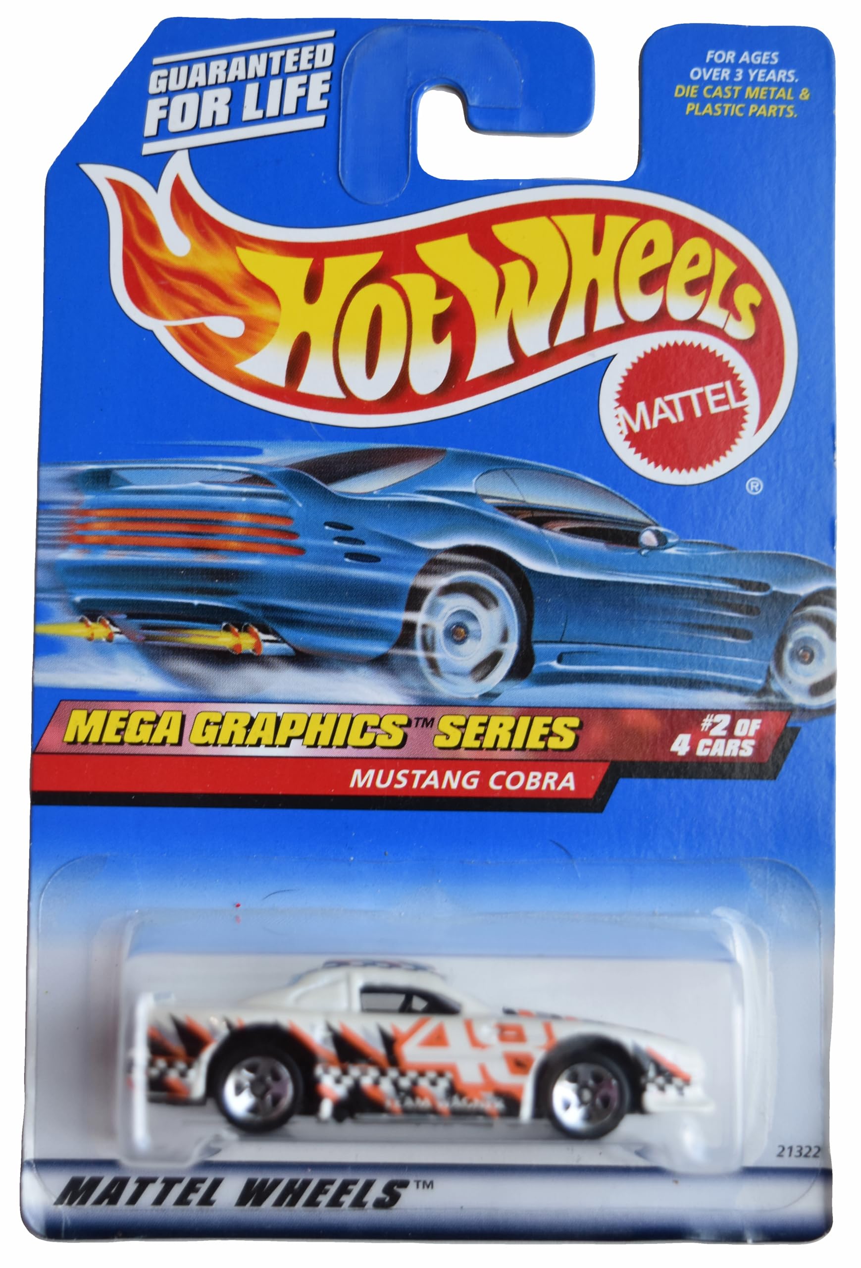 Hot Wheels Mustang Cobra Mega Graphics Series 2/4 White Toy Car