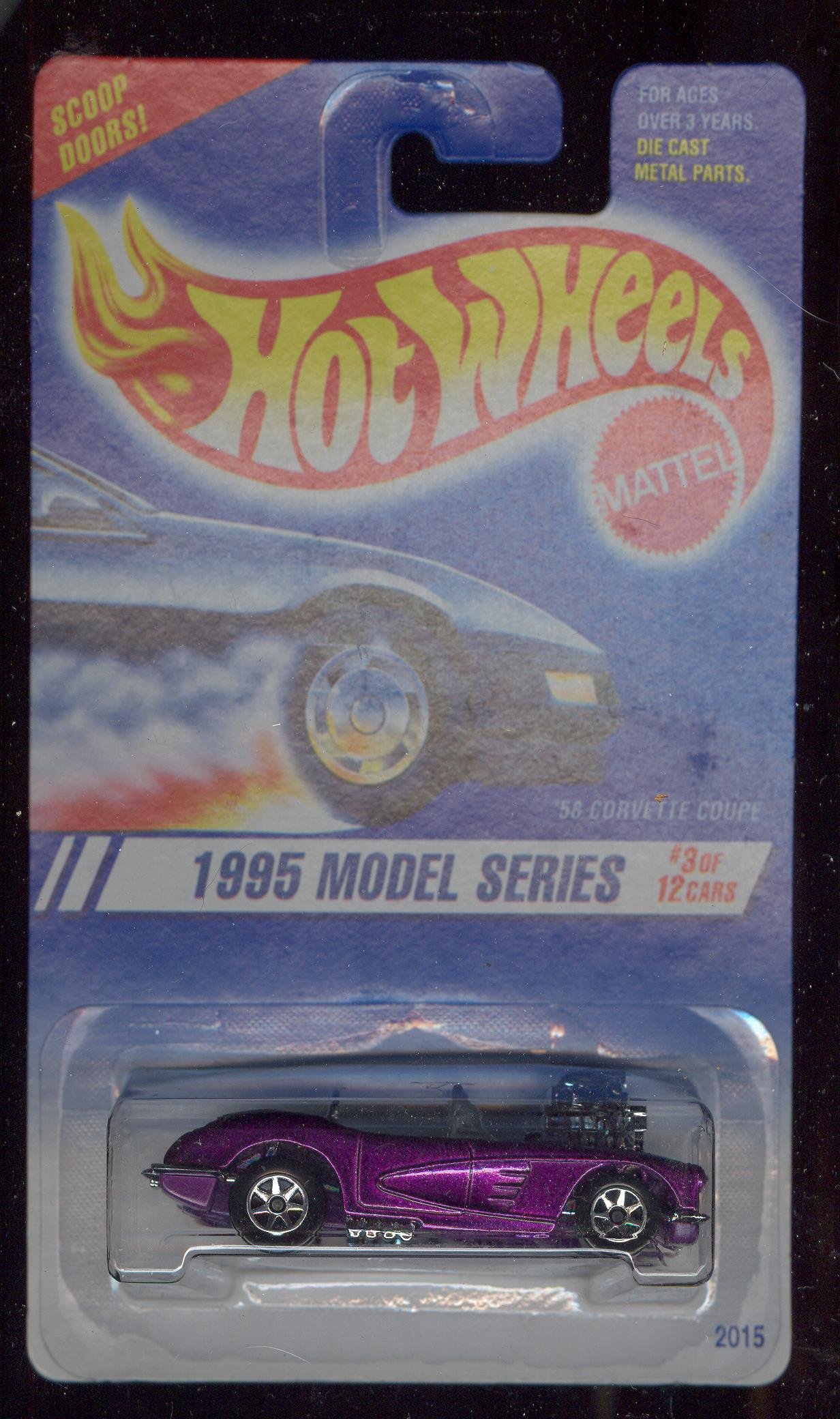 Hot Wheels 1995-3 Of 12 Purple '58 Corvette Coupe Model Series 1:64
