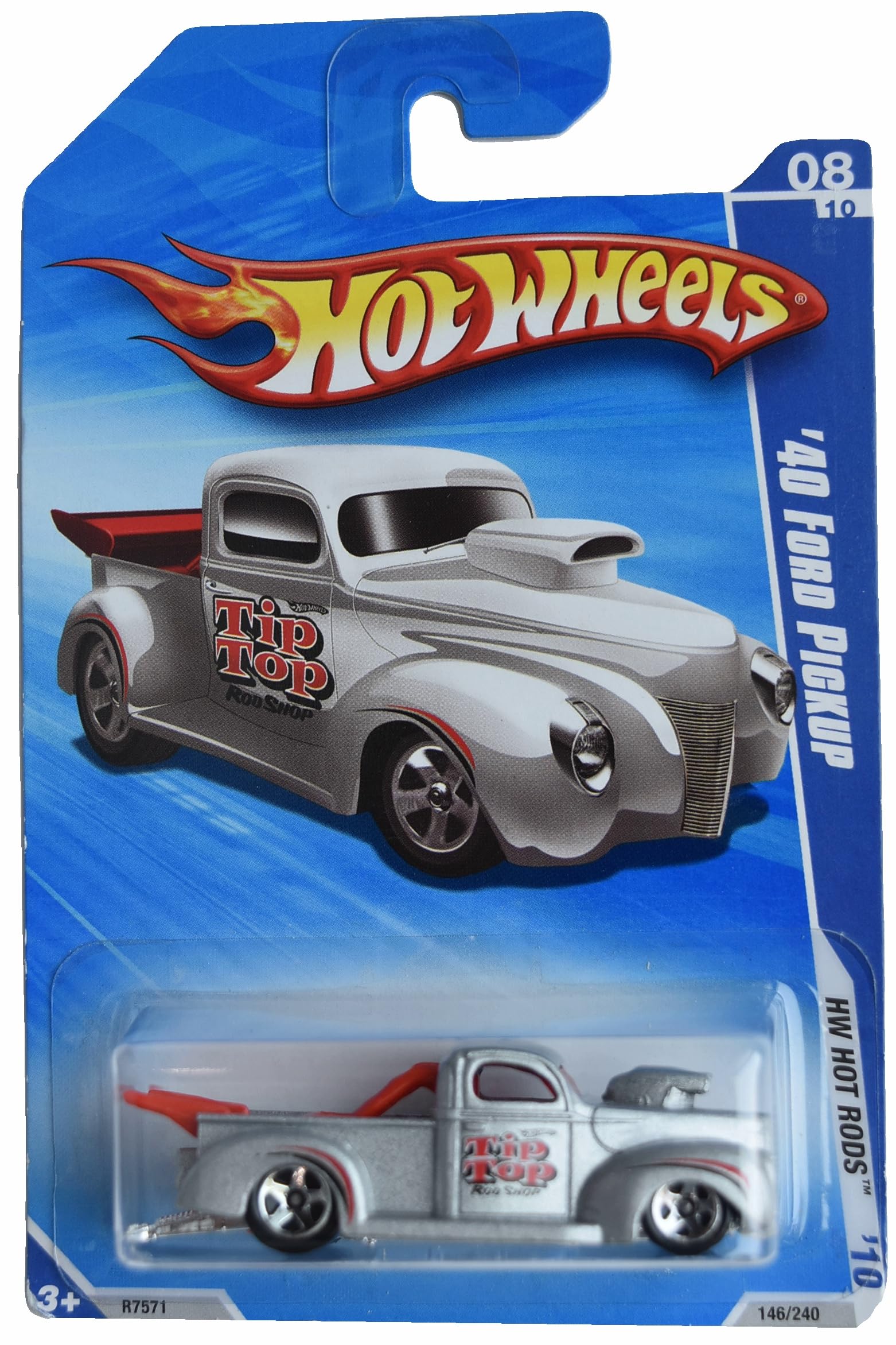 Image 0 of Hot Wheels '40 Ford Pickup Hw Hot Rods '10 8/10 Silver Toy Car