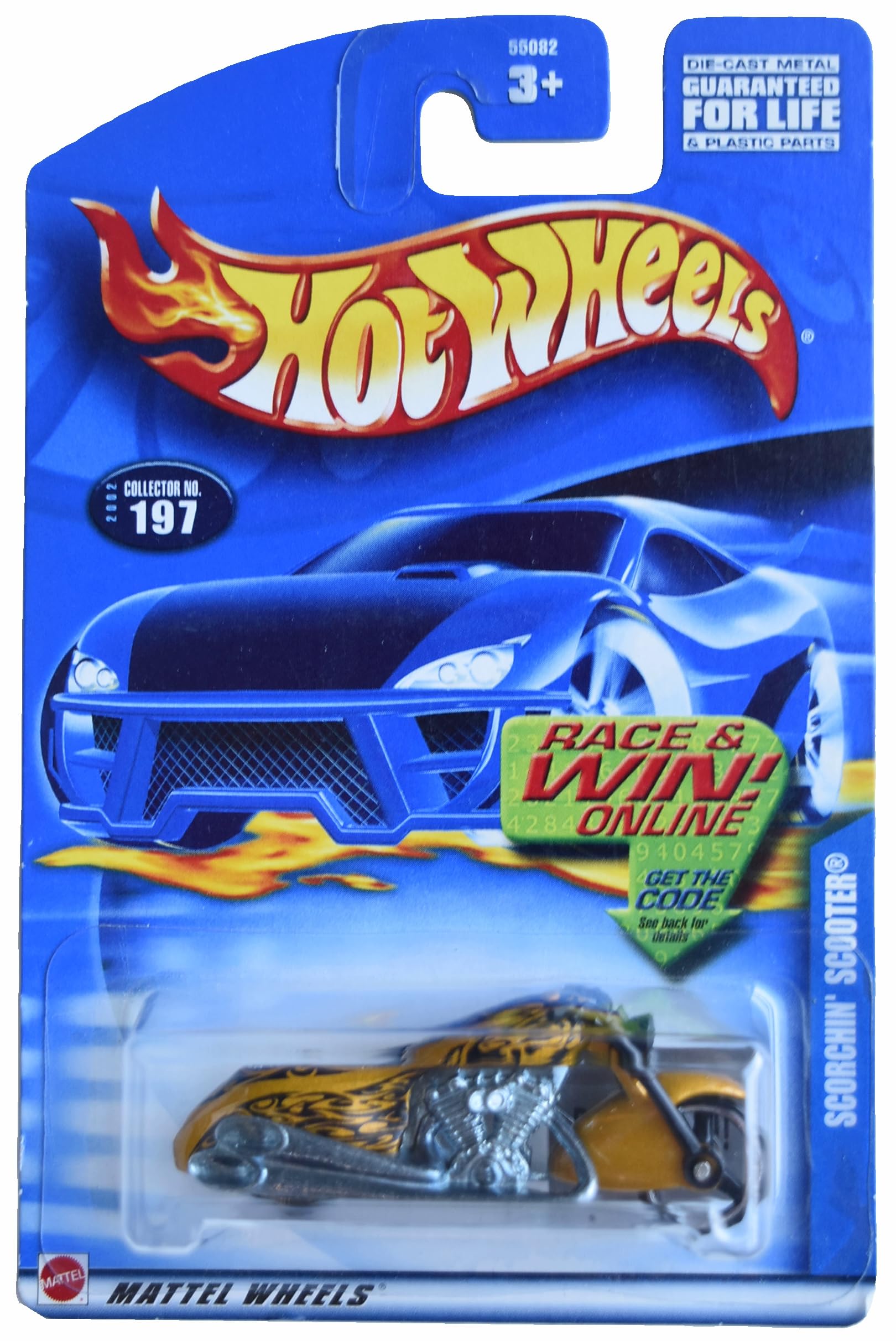 Image 0 of Hot Wheels Scorchin Scooter Gold 197 Race And Win Card Toy Car