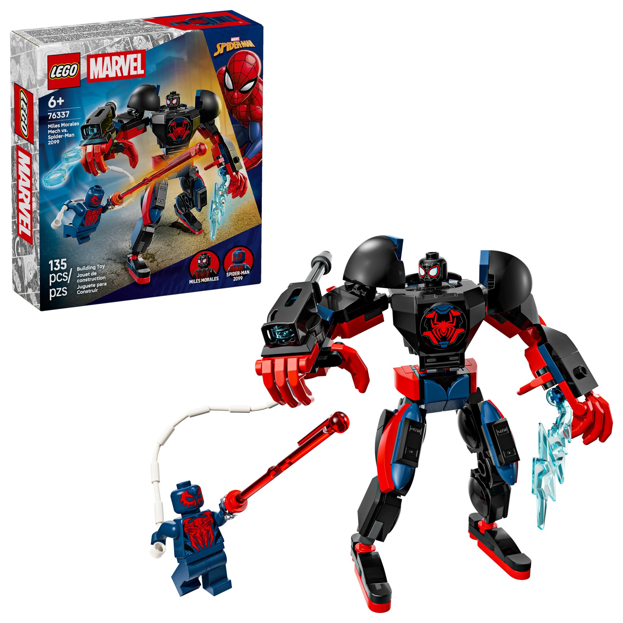 Lego Marvel Miles Morales Mech Vs Spider-Man 2099 Building Toy 76337