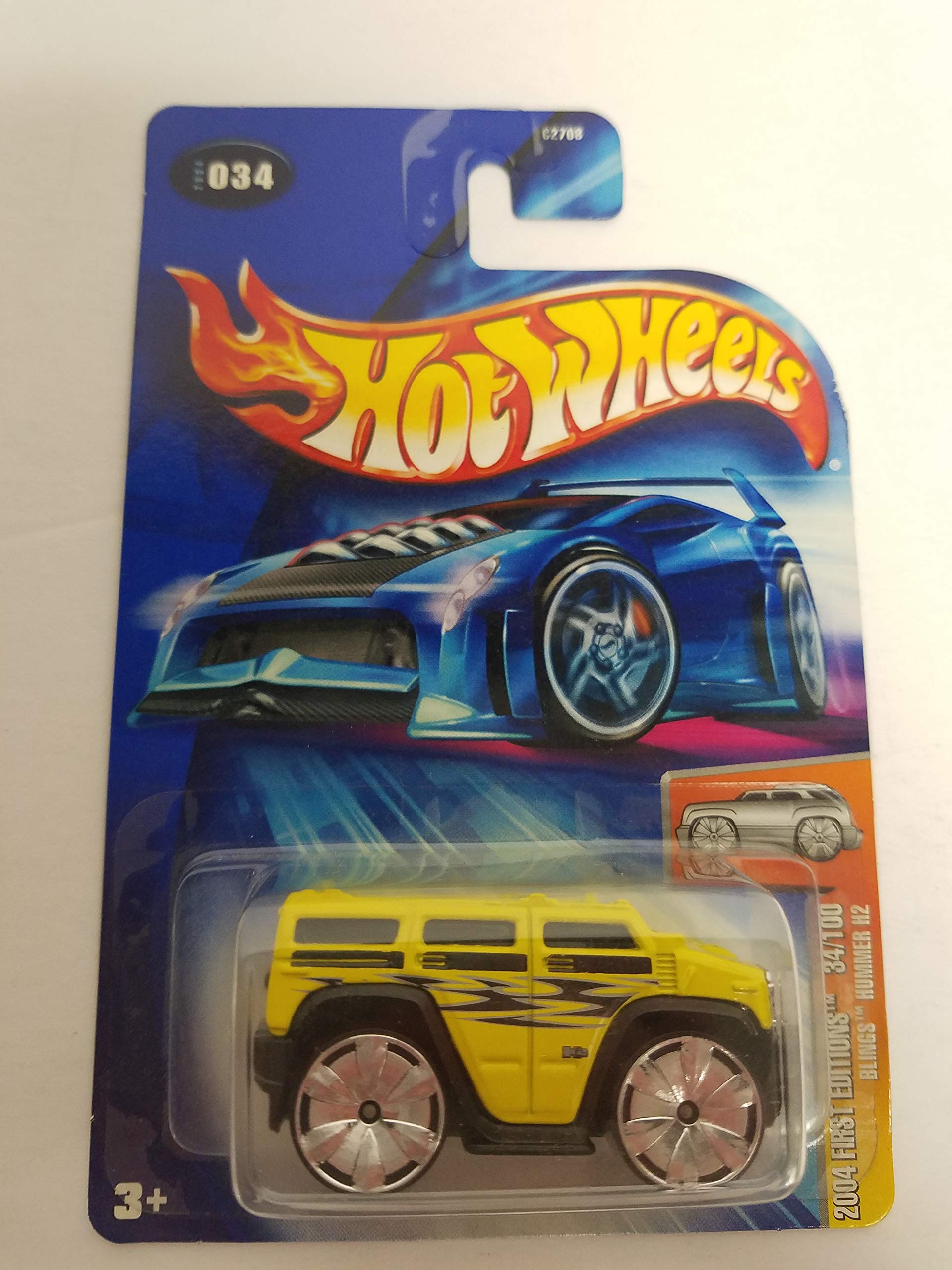 Blings Hummer H2 Yellow Color 2004 First Editions 34/100 Hot Wheels Diecast Car 