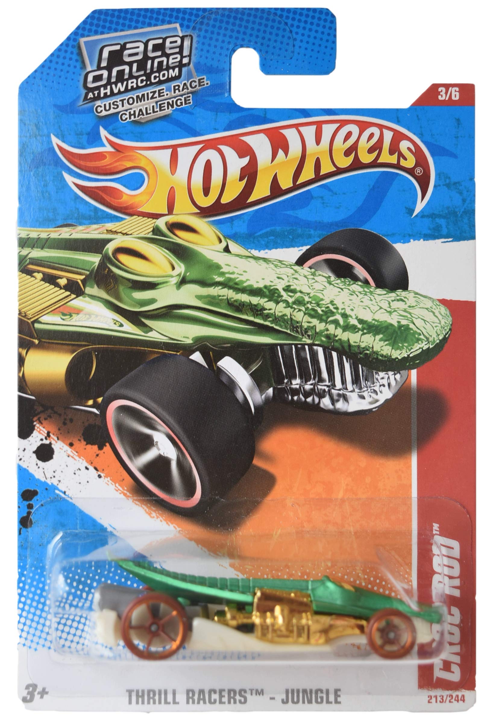 Image 0 of Hot Wheels Thrill Racers Jungle 3/6 Croc Rod 213/244 Green Toy Car