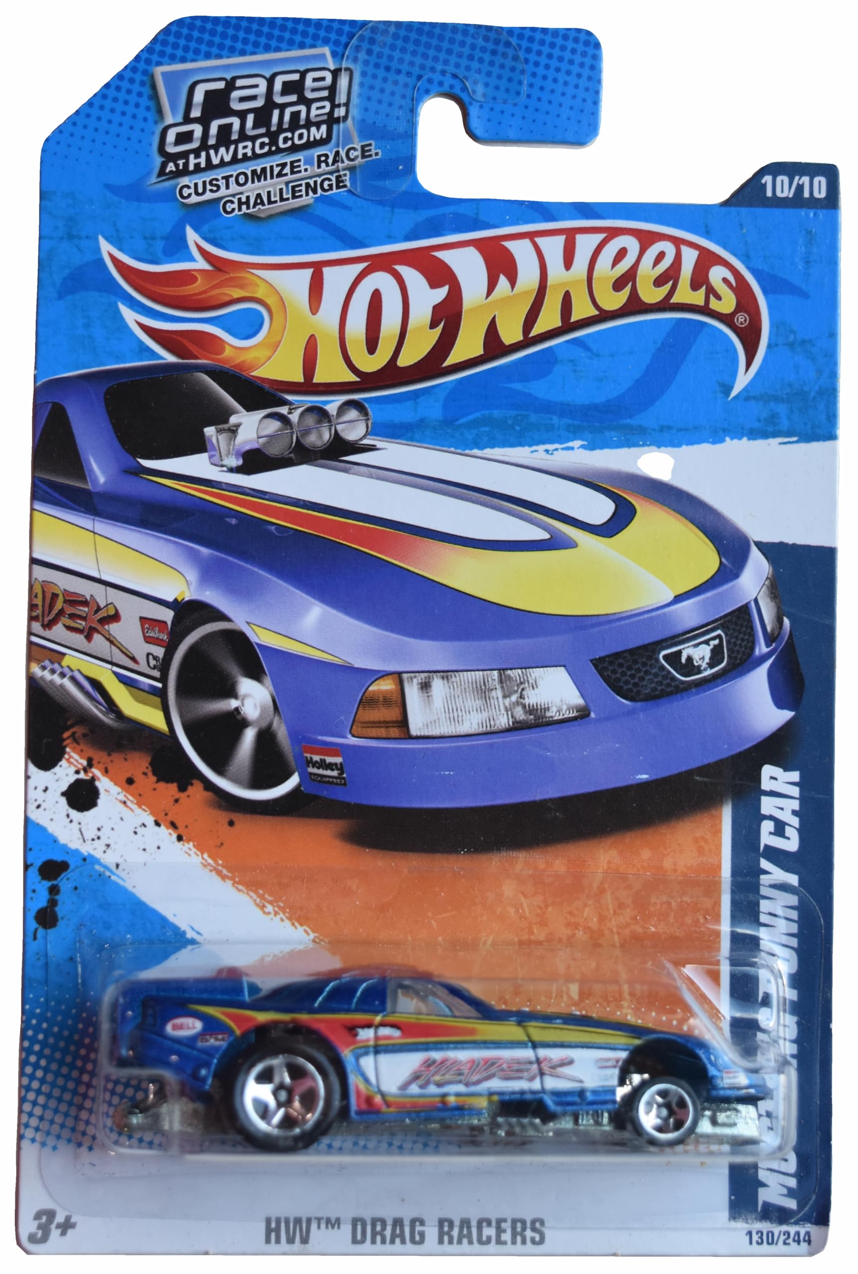 Image 0 of Hot Wheels Mustang Funny Car Drag Racers 10/10 Blue 130/244 Toy Car
