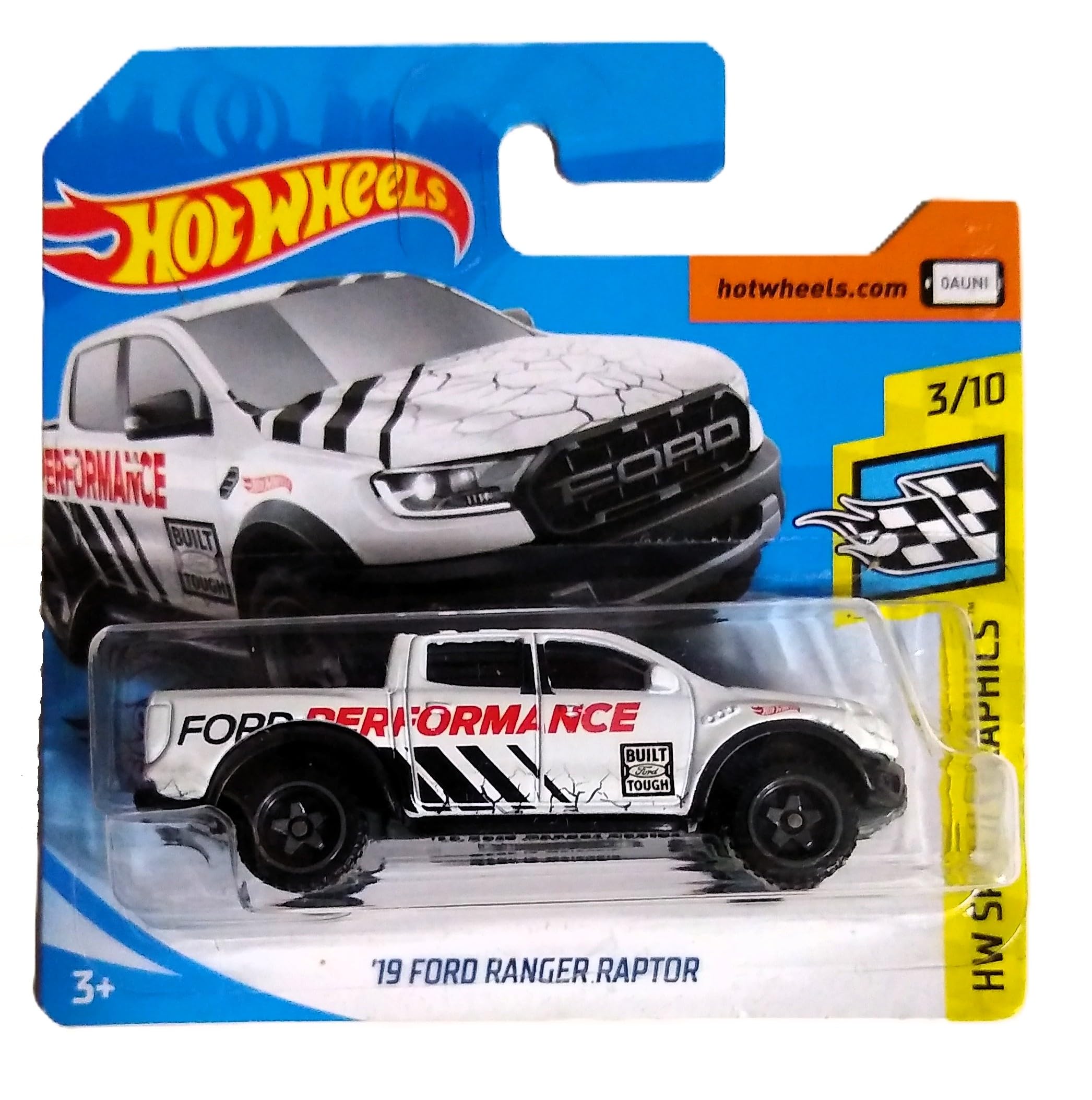 Hot Wheels '19 Ford Ranger Raptor Hw Speed Graphics 3/10 White 76/250 Toy