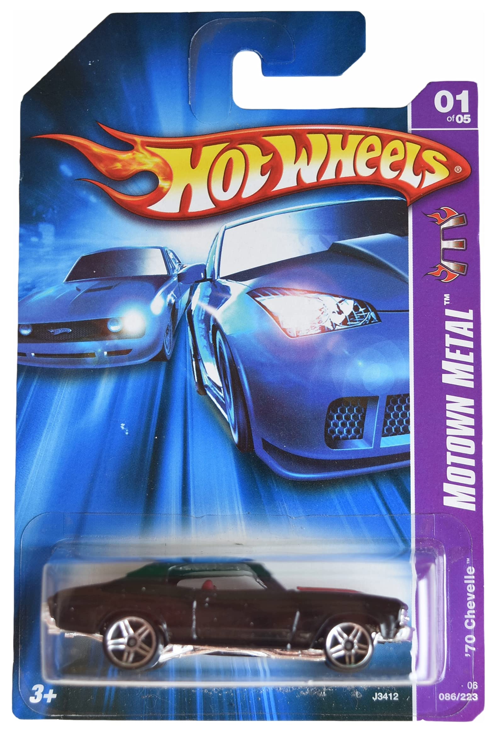 Hot Wheels '70 Chevelle Black 86/223 Motown Metal 1/5 Toy Car