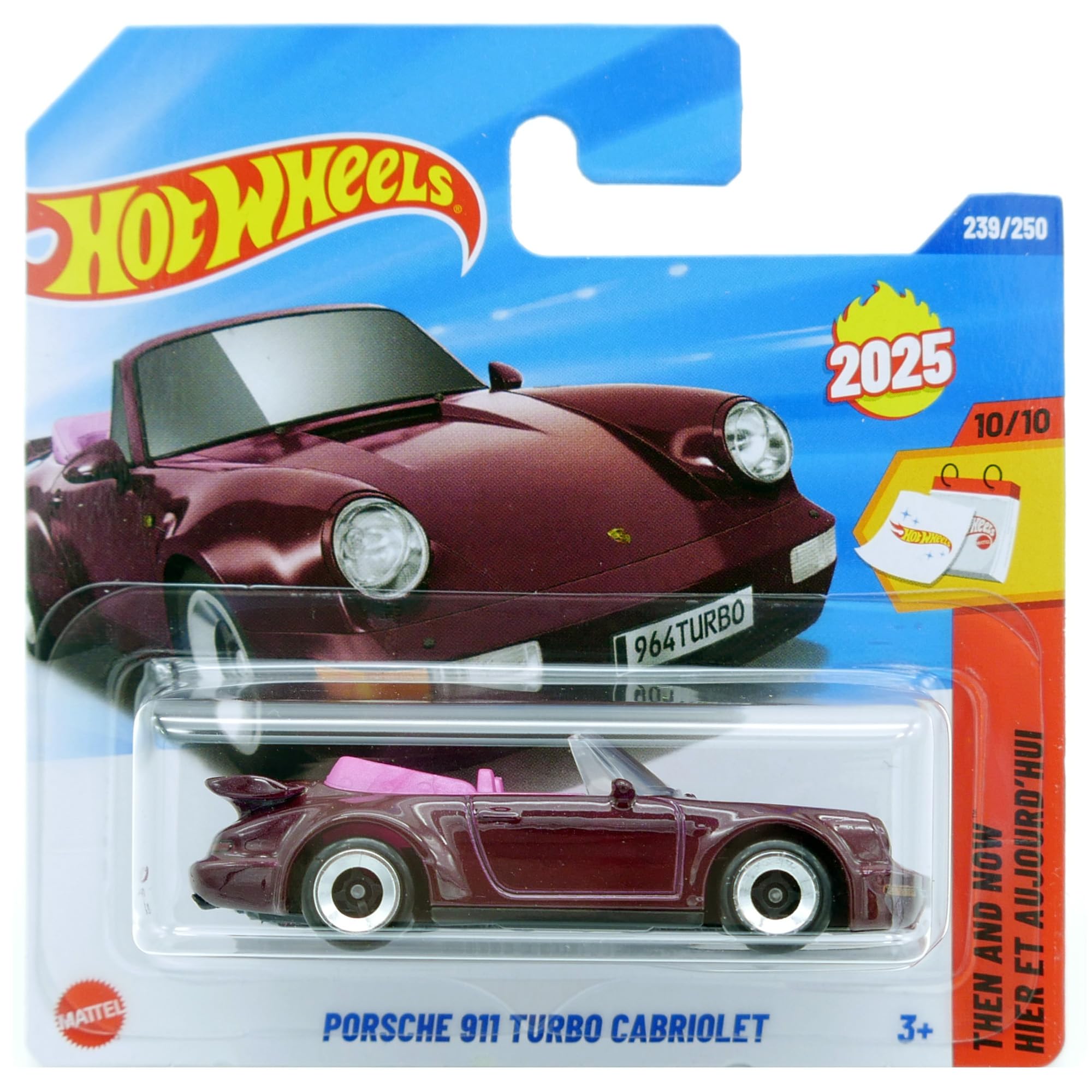 Hot Wheels Porsche 911 Turbo Cabriolet Maroon/Burgundy Then And Now 10