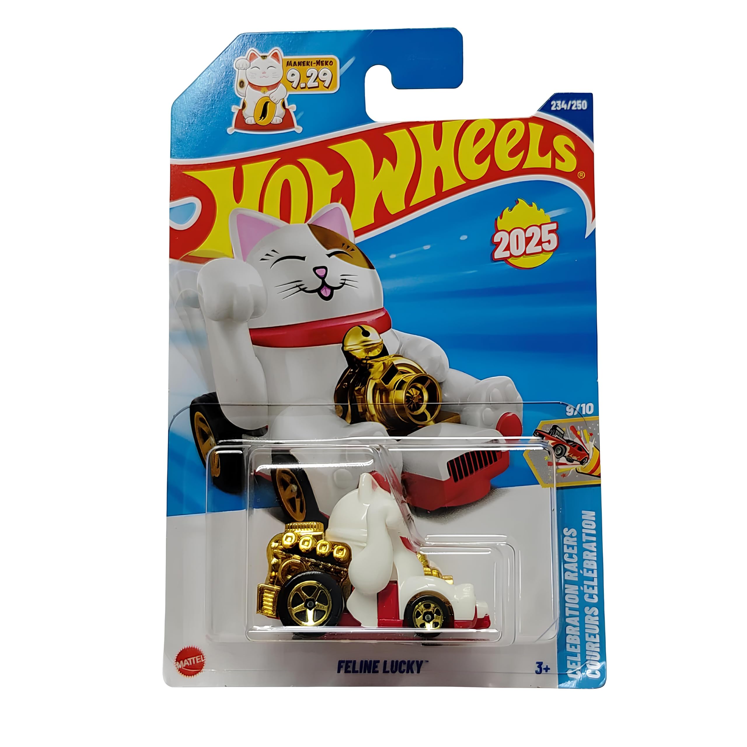 Image 0 of Hot Wheels Feline Lucky White Celebration Racers 2025 Lucky Cat In 1:6