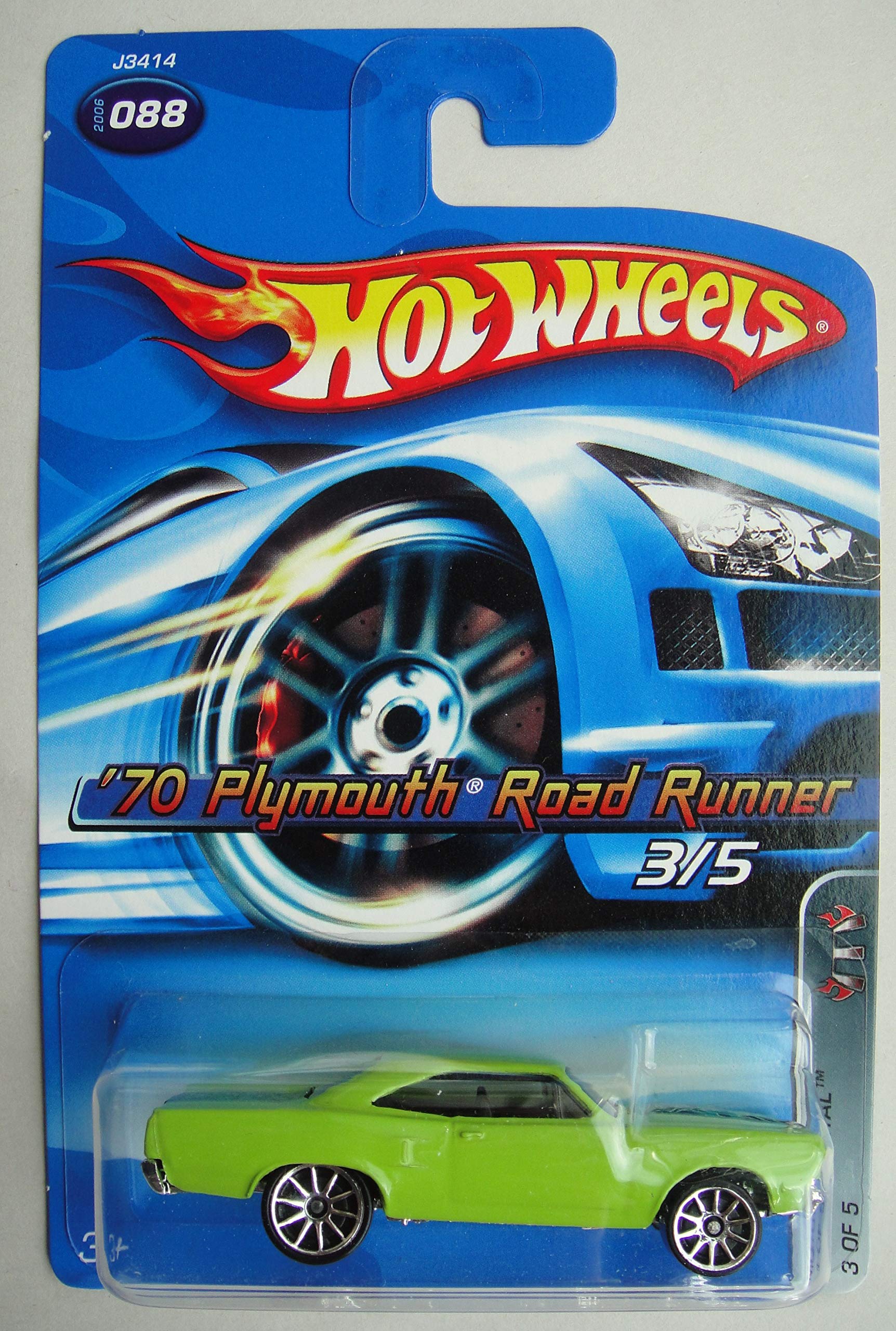 Hot Wheels Motown Metal 3/5 Green 70 Plymouth Road Runner 88 Toy Car