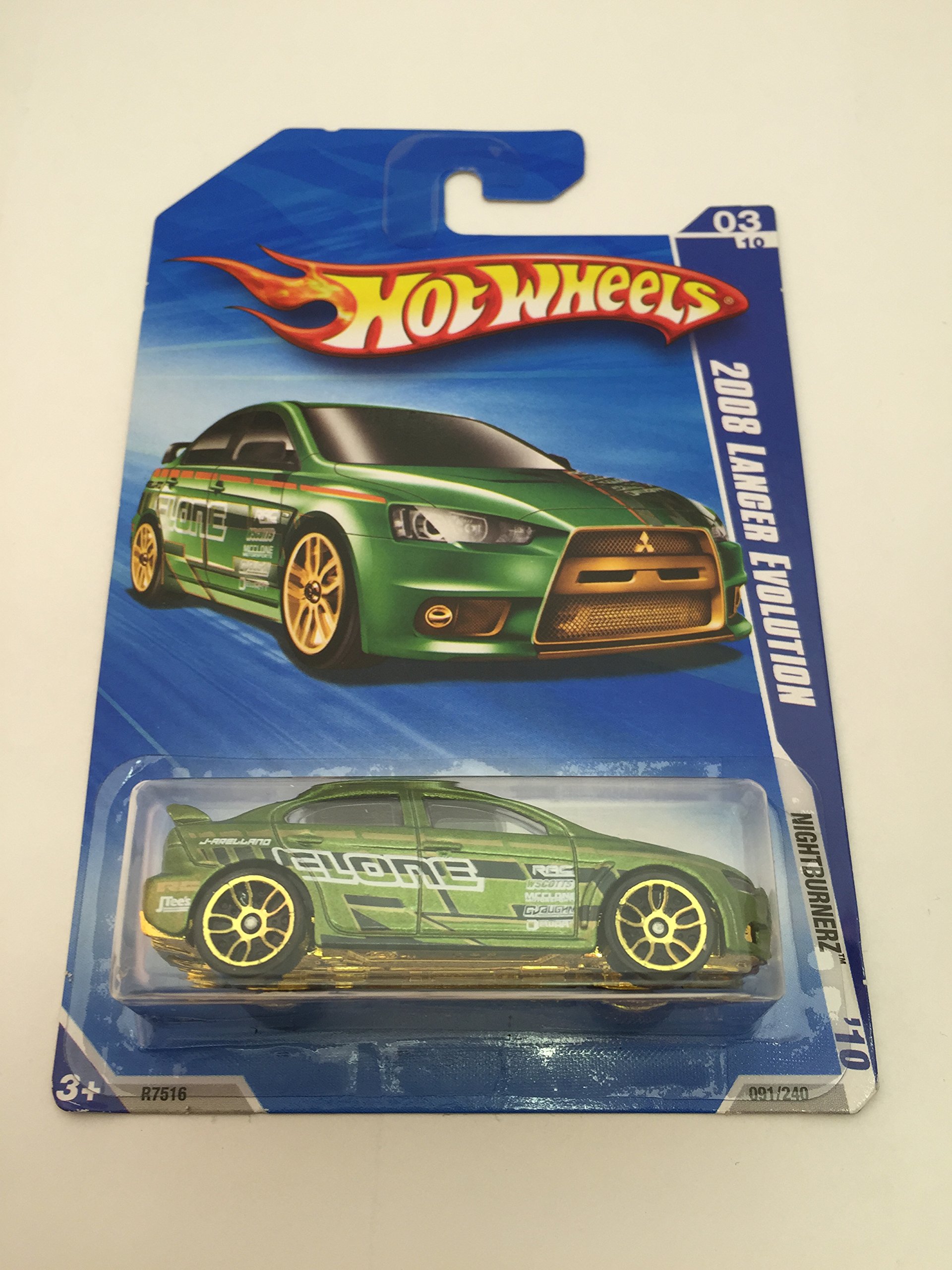 2010 Hot Wheels Keys To Speed Card Nightburnerz 2008 Lancer Evolution Green 091/